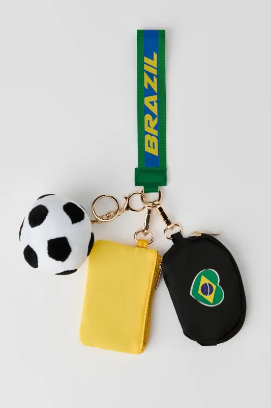 Brazil Dual Pouch Wristlet Keychain made by Stitches