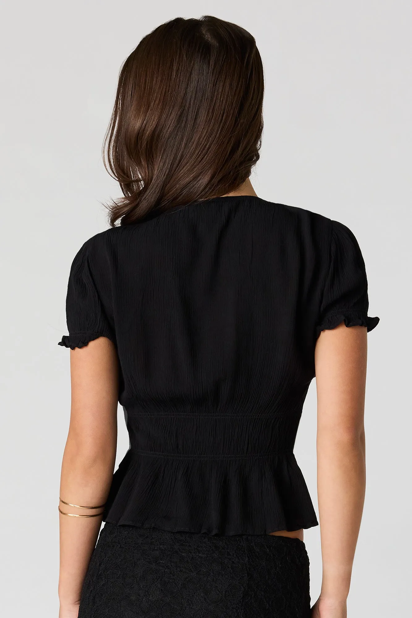 Textured Tie Front Short Sleeve Top sold by Urban Planet product image thumbnail 5