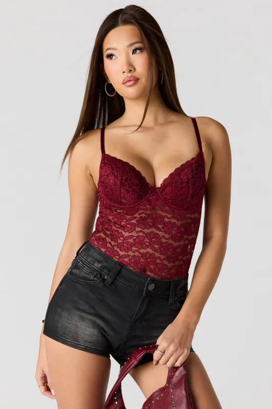 Braless Floral Lace Bodysuit made by Urban Planet