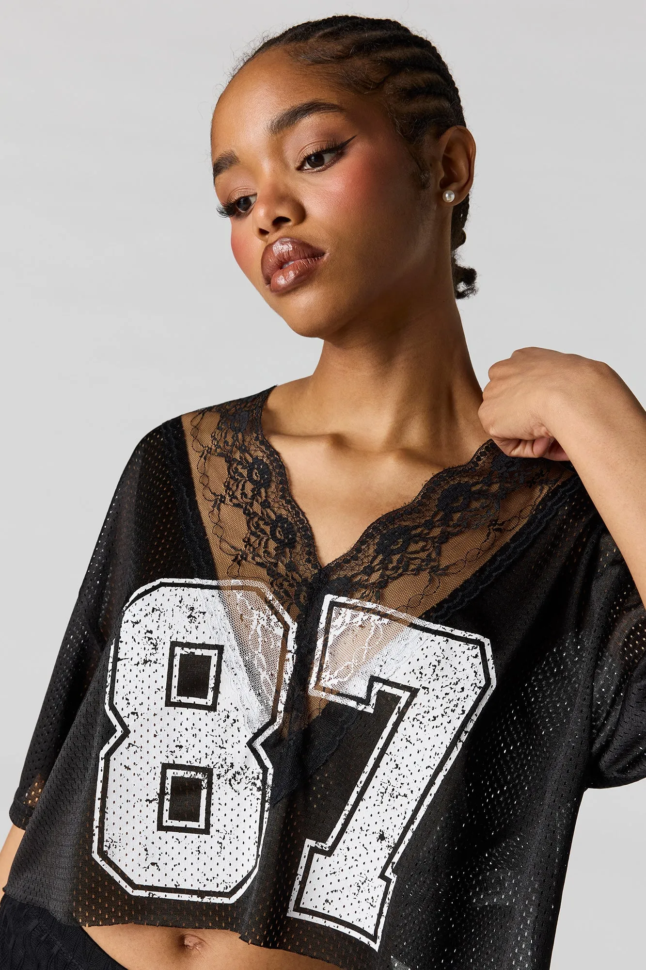 Lace Trim Graphic Jersey sold by Urban Planet product image thumbnail 4