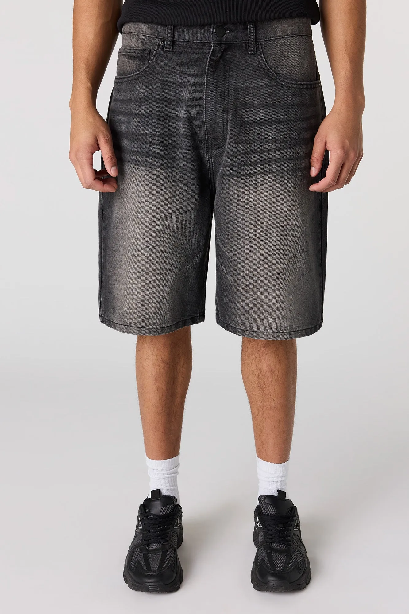 Baggy Black Denim Short 9.5" sold by Urban Planet