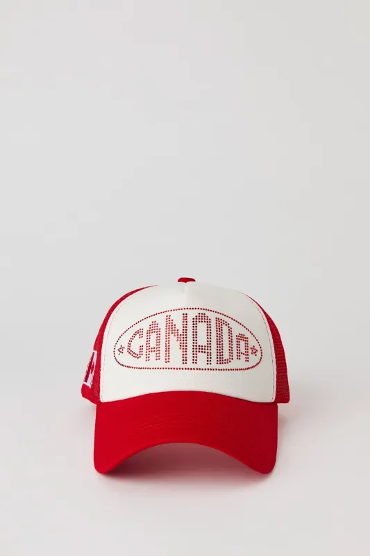 Canada Rhinestone Trucker Hat made by Stitches