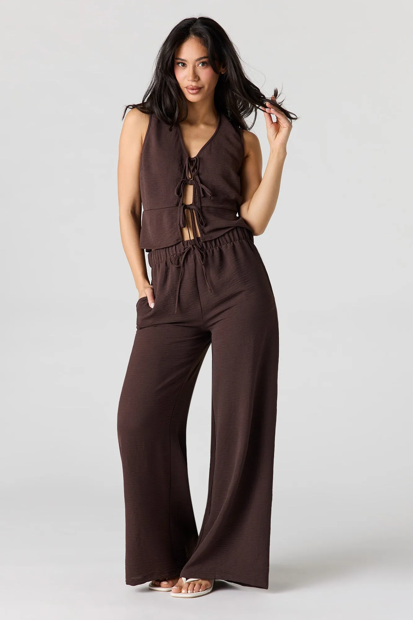 Flowy Self-Tie Front Top sold by Urban Planet product image thumbnail 3