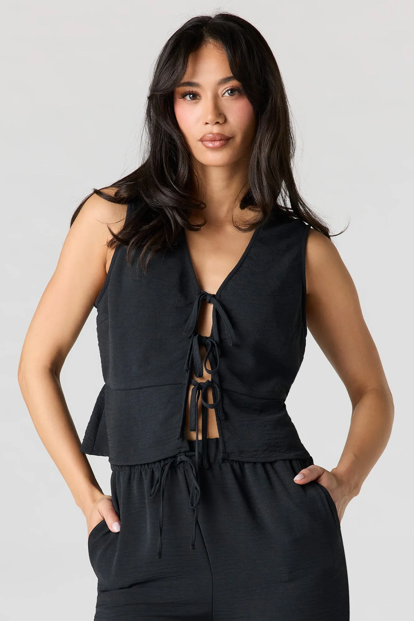 Flowy Self-Tie Front Top sold by Urban Planet product image thumbnail 4