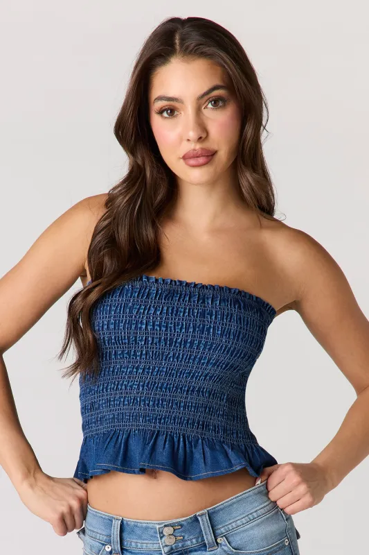 Denim Smocked Tube Top made by Stitches