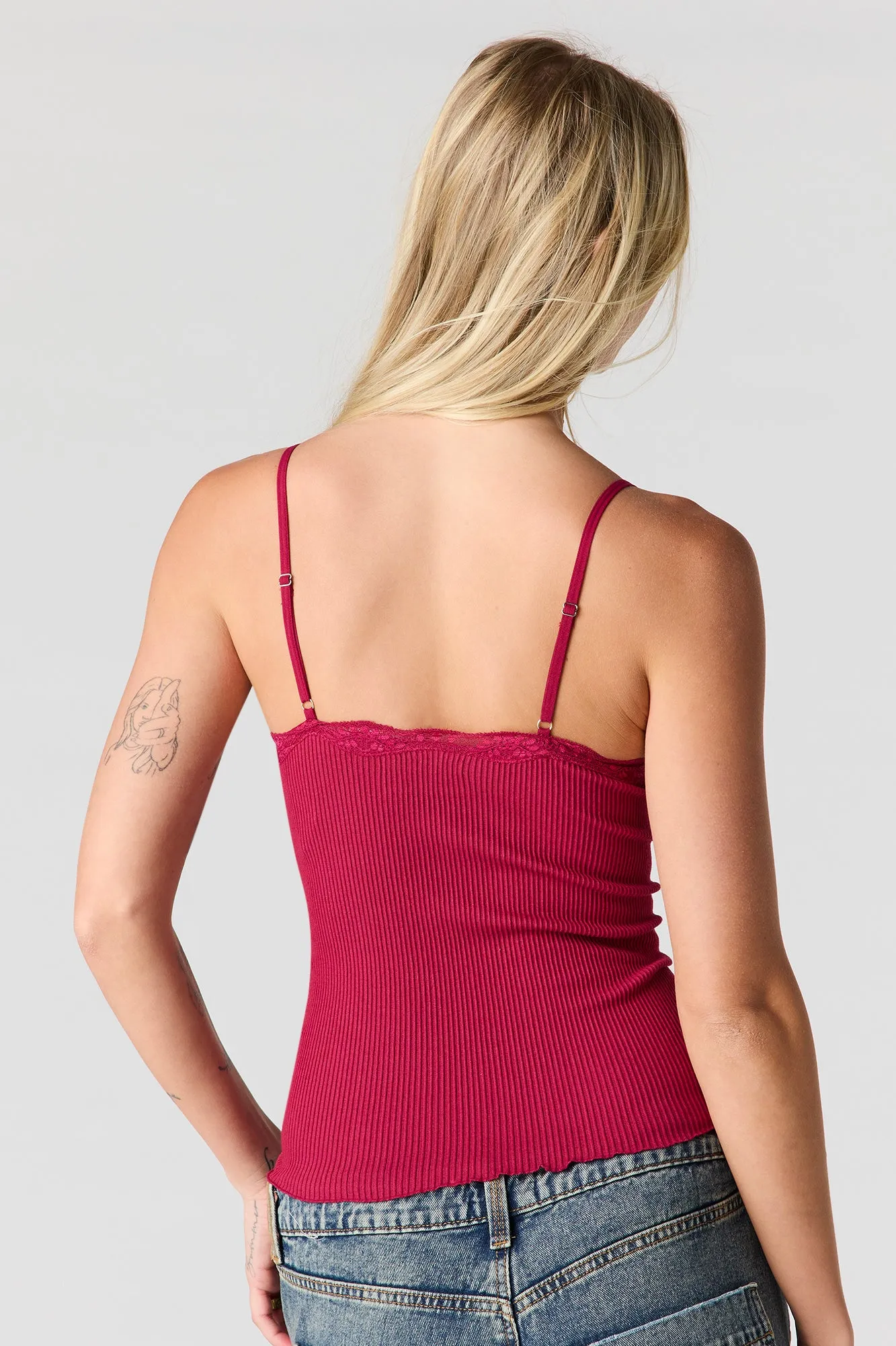 Lace Trim Ribbed Seamless Cami sold by Urban Planet product image thumbnail 2