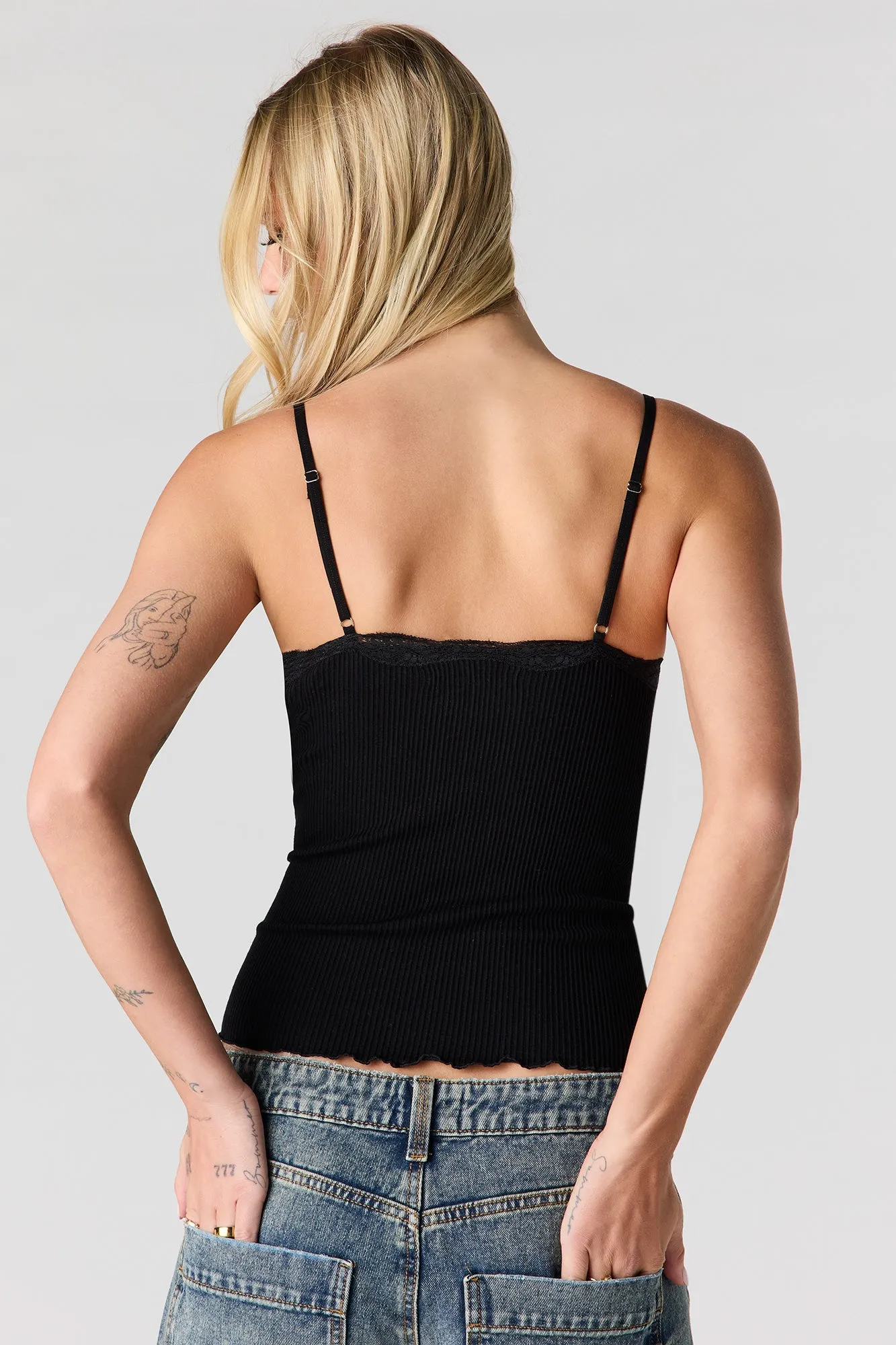 Lace Trim Ribbed Seamless Cami sold by Urban Planet product image thumbnail 5