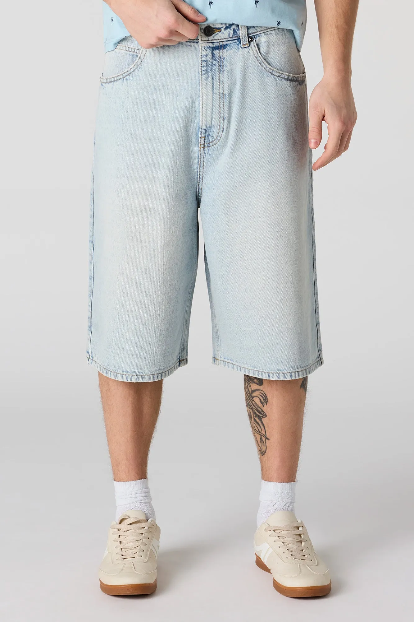 Light Denim Skater Short sold by Urban Planet