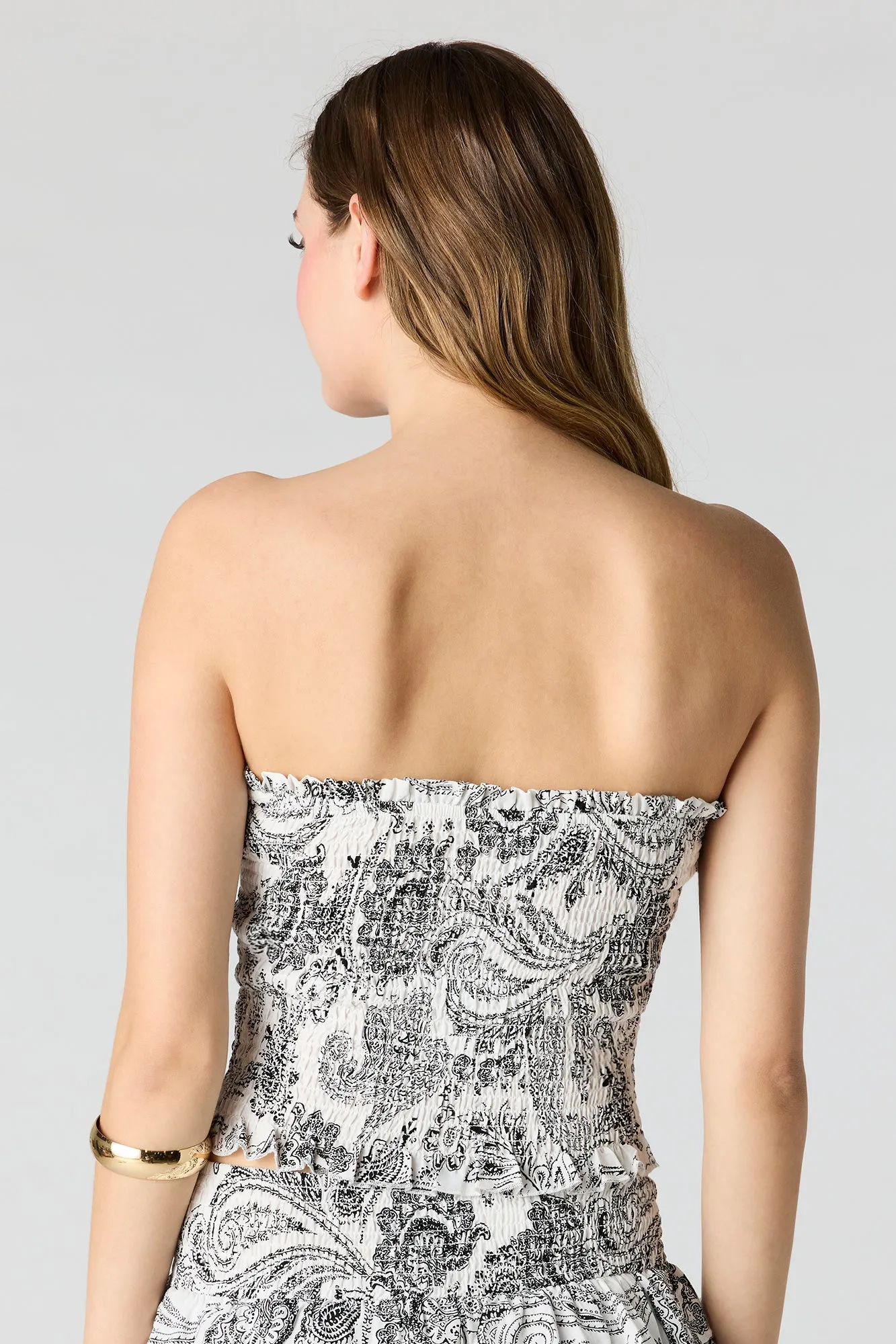 Printed Smocked Tube Top sold by Urban Planet product image thumbnail 5