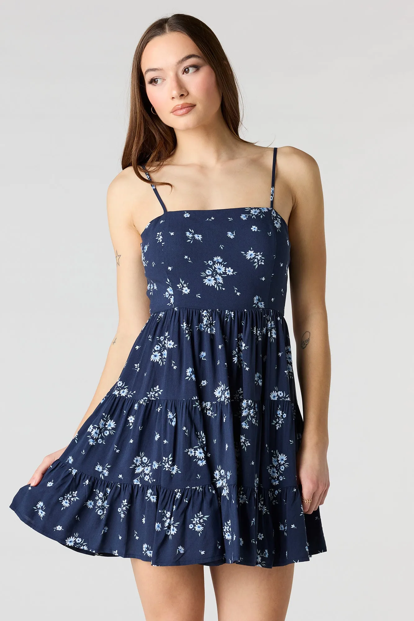 Floral Printed Tiered Mini Dress sold by Urban Planet