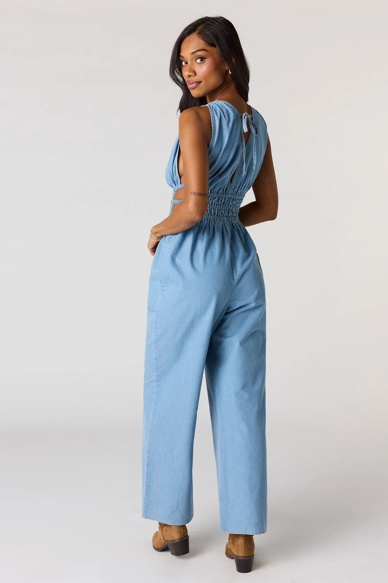 Denim V-Neck Jumpsuit sold by Urban Planet product image thumbnail 3
