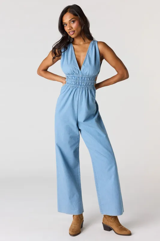 Denim V-Neck Jumpsuit made by Stitches