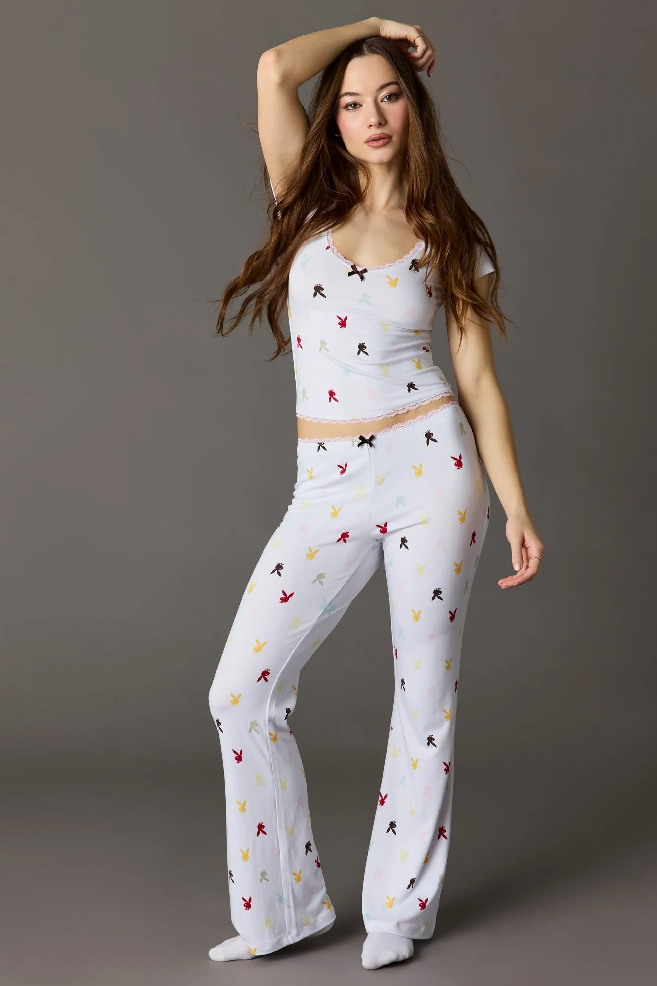 Playboy Lace Trim T-Shirt & Pant Pajama Set sold by Urban Planet