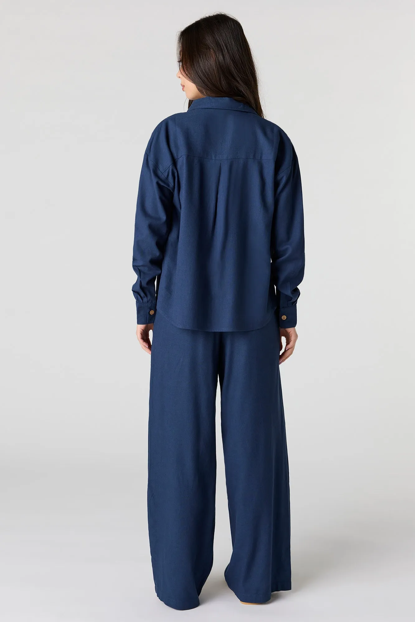 Linen-Blend Drawstring Wide Leg Pant sold by Urban Planet product image thumbnail 3