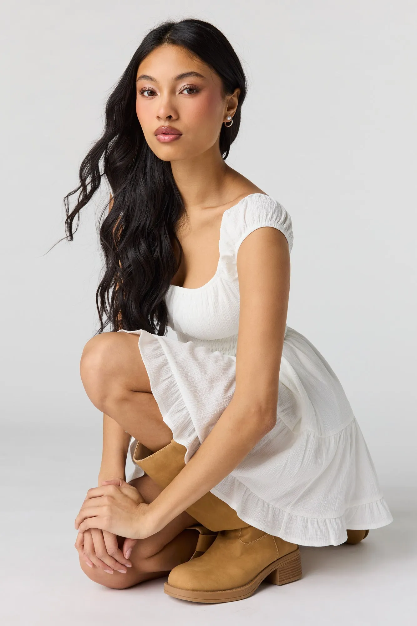 Square Neck Tiered Mini Dress sold by Urban Planet