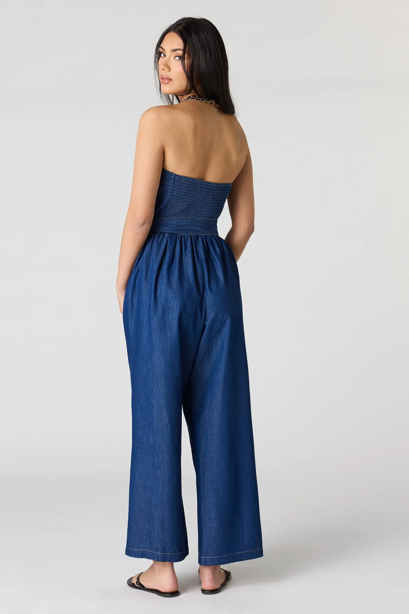 Denim Belted Strapless Jumpsuit sold by Urban Planet product image thumbnail 3