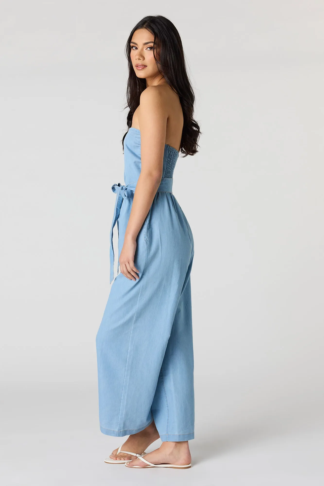 Denim Belted Strapless Jumpsuit sold by Urban Planet product image thumbnail 5