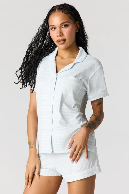 Button-Up Collared Top & Short Pajama Set made by Stitches