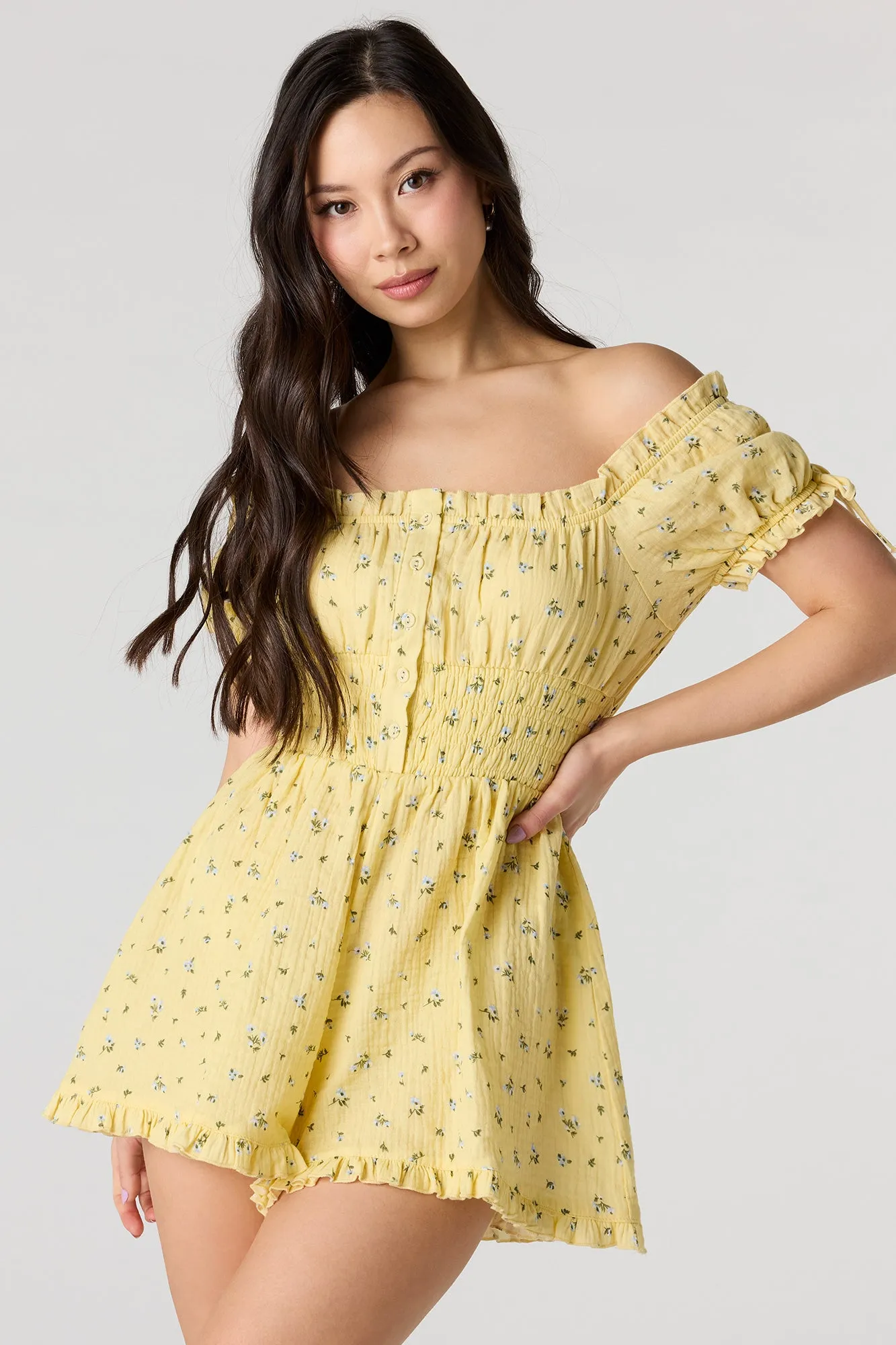 Textured Off Shoulder Romper sold by Urban Planet