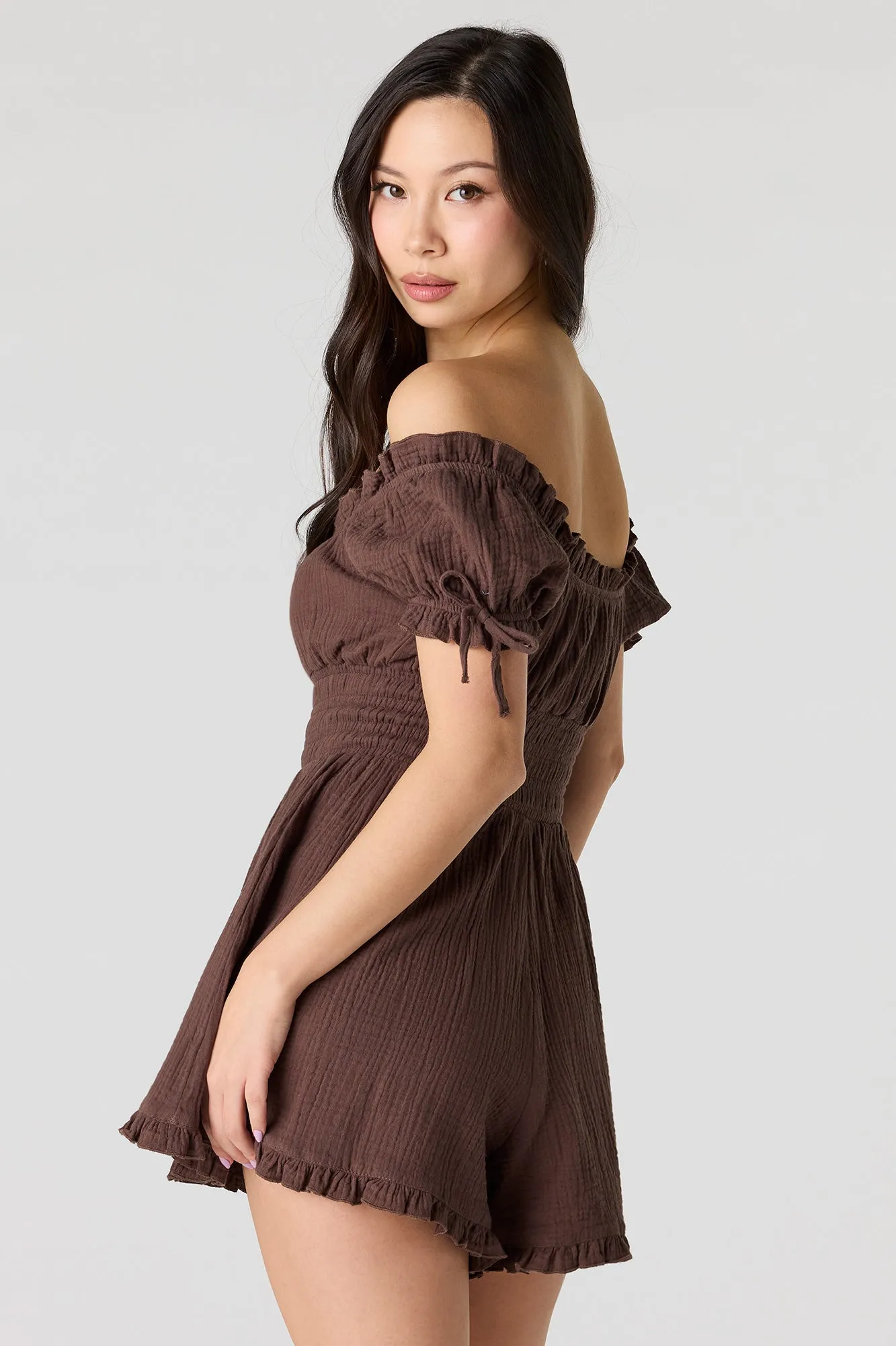 Textured Off Shoulder Romper sold by Urban Planet product image thumbnail 5