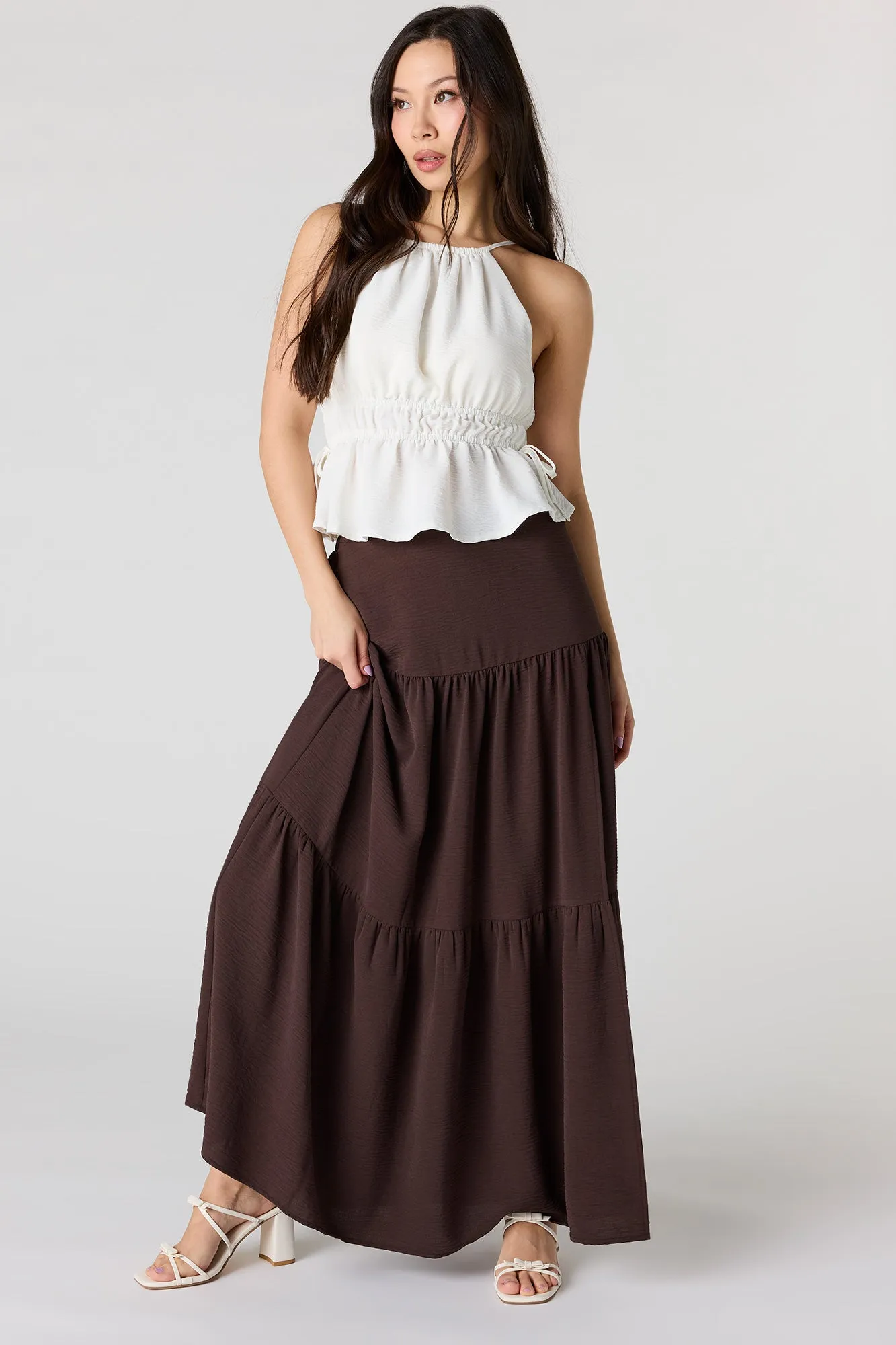 Tiered Slit Maxi Skirt sold by Urban Planet