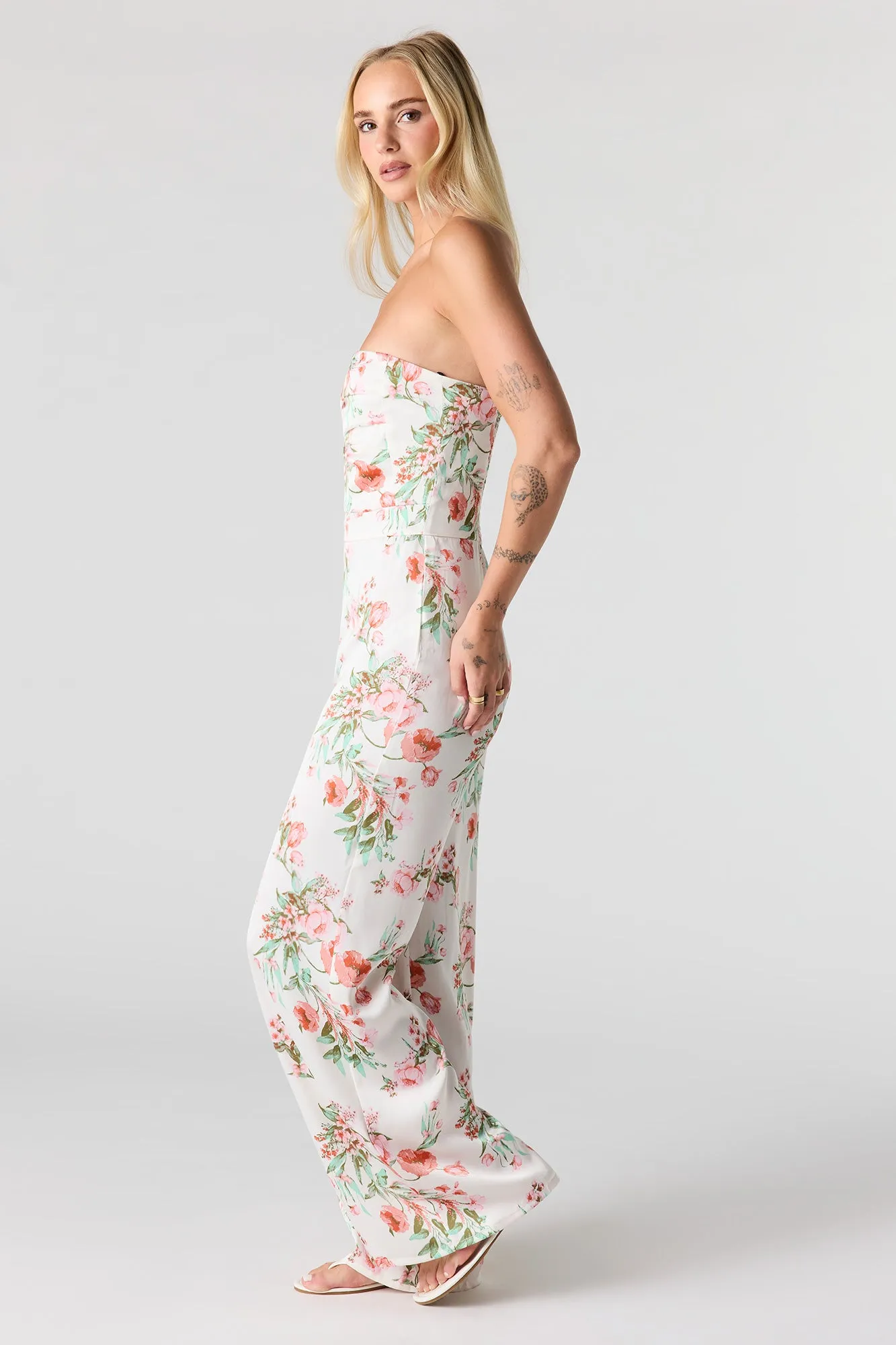 Floral Strapless Wide Leg Jumpsuit sold by Urban Planet product image thumbnail 2