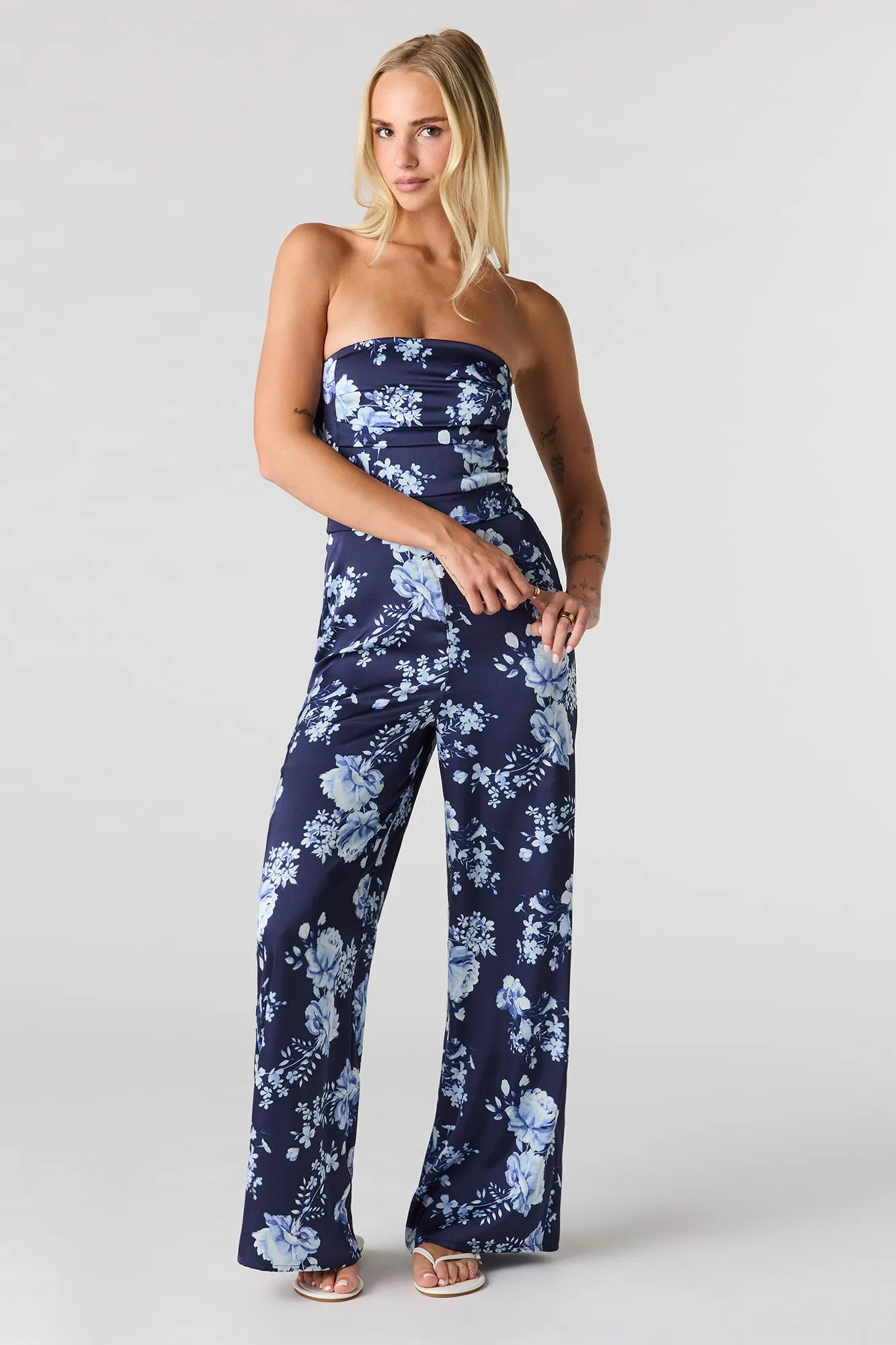 Floral Strapless Wide Leg Jumpsuit sold by Urban Planet product image thumbnail 5