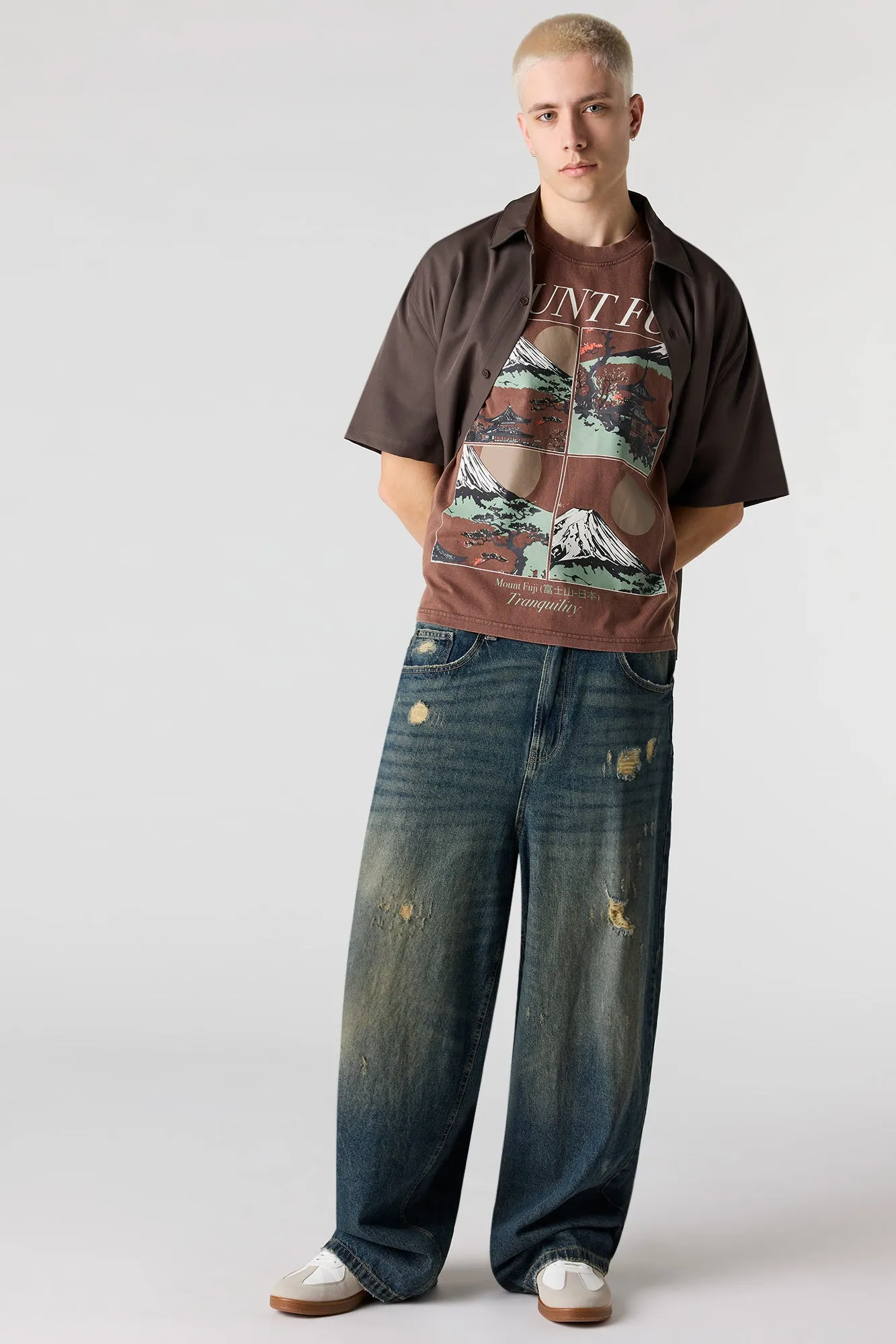 Mount Fuji Graphic Washed T-Shirt sold by Urban Planet product image thumbnail 3