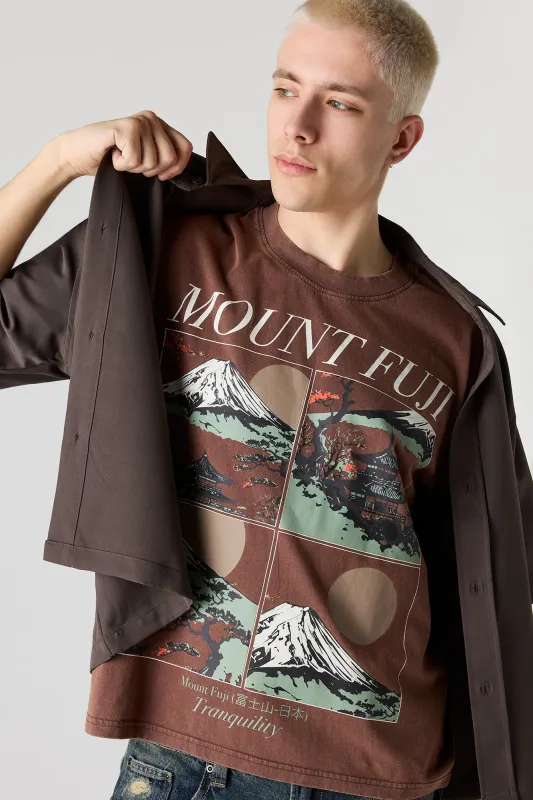 Mount Fuji Graphic Washed T-Shirt made by Urban Planet