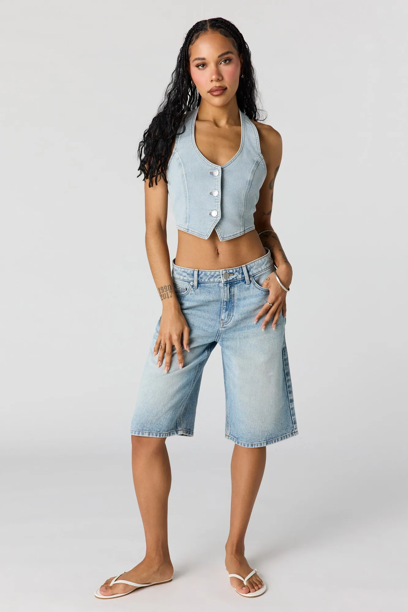 Button-Up Denim Vest sold by Urban Planet product image thumbnail 3