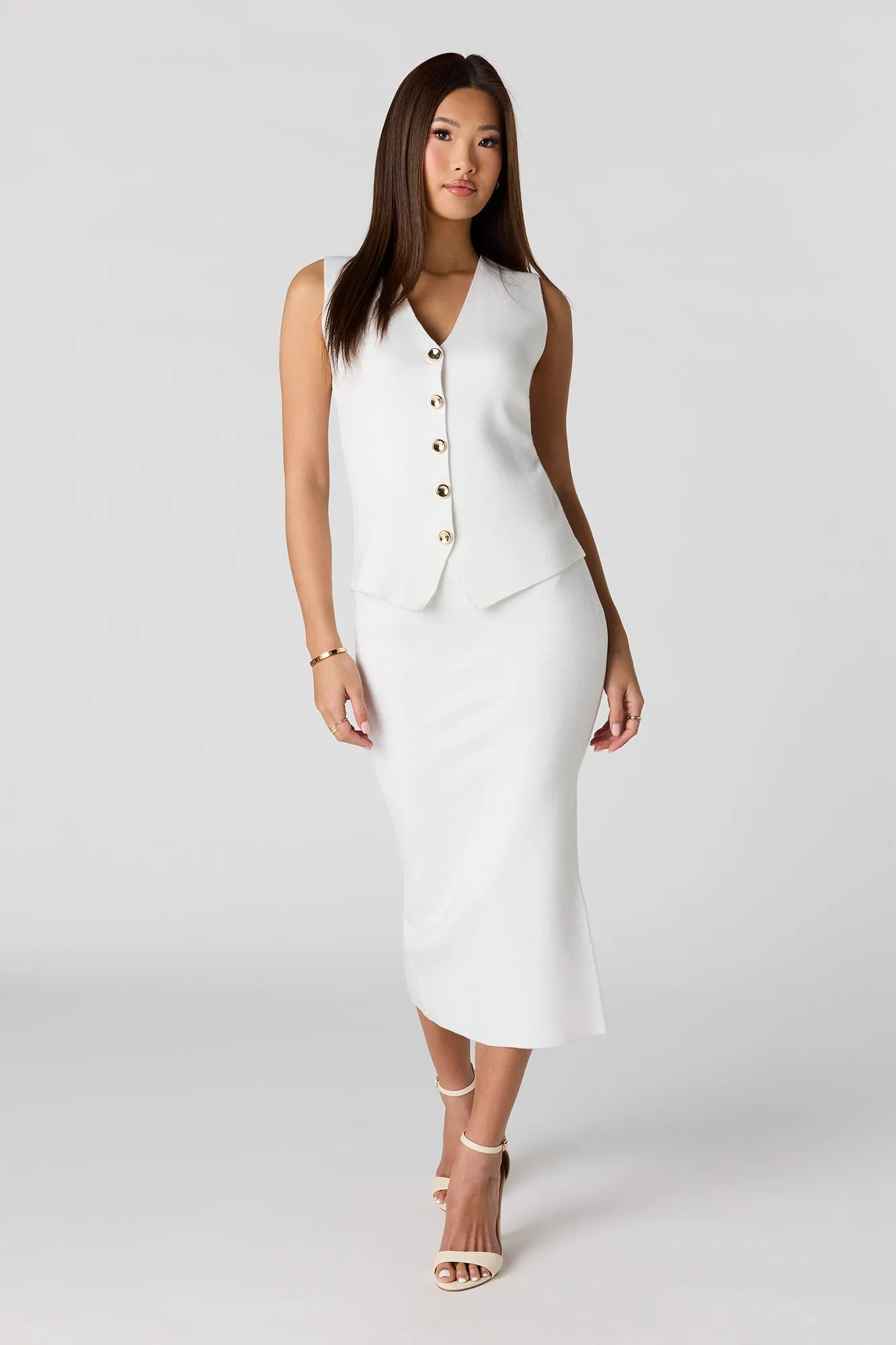 Knit Button Front Vest sold by Urban Planet product image thumbnail 3