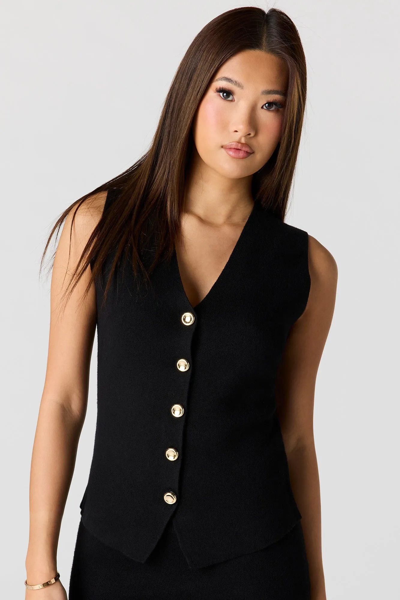 Knit Button Front Vest sold by Urban Planet product image thumbnail 4