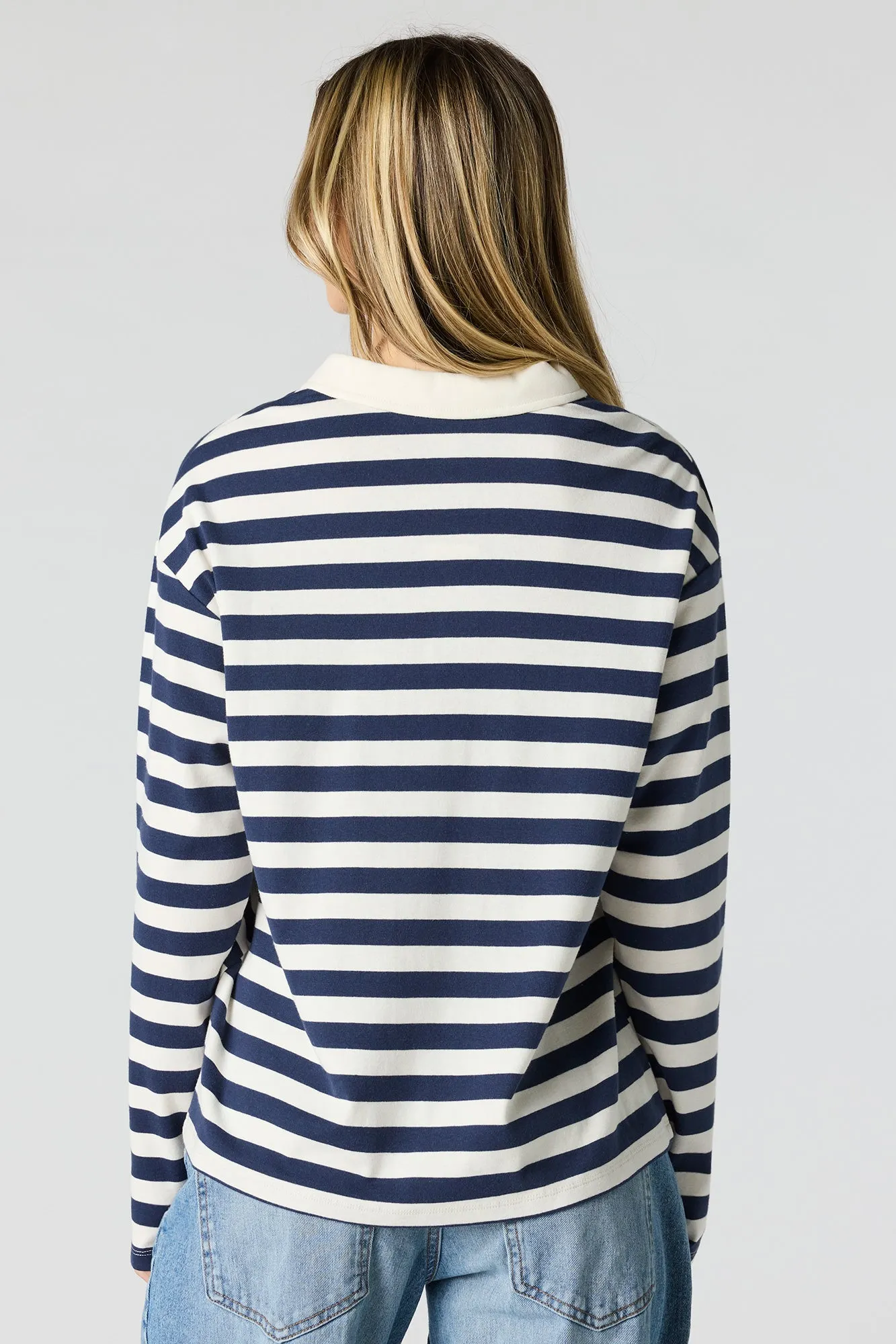 Luxe Heavy Cotton Striped Rugby Polo sold by Urban Planet product image thumbnail 5