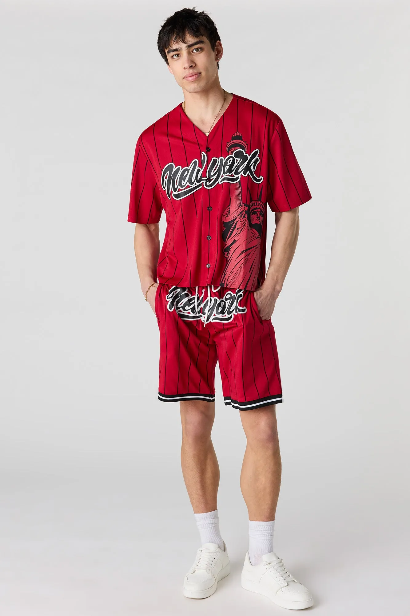 Graphic Mesh Baseball Jersey sold by Urban Planet product image thumbnail 3