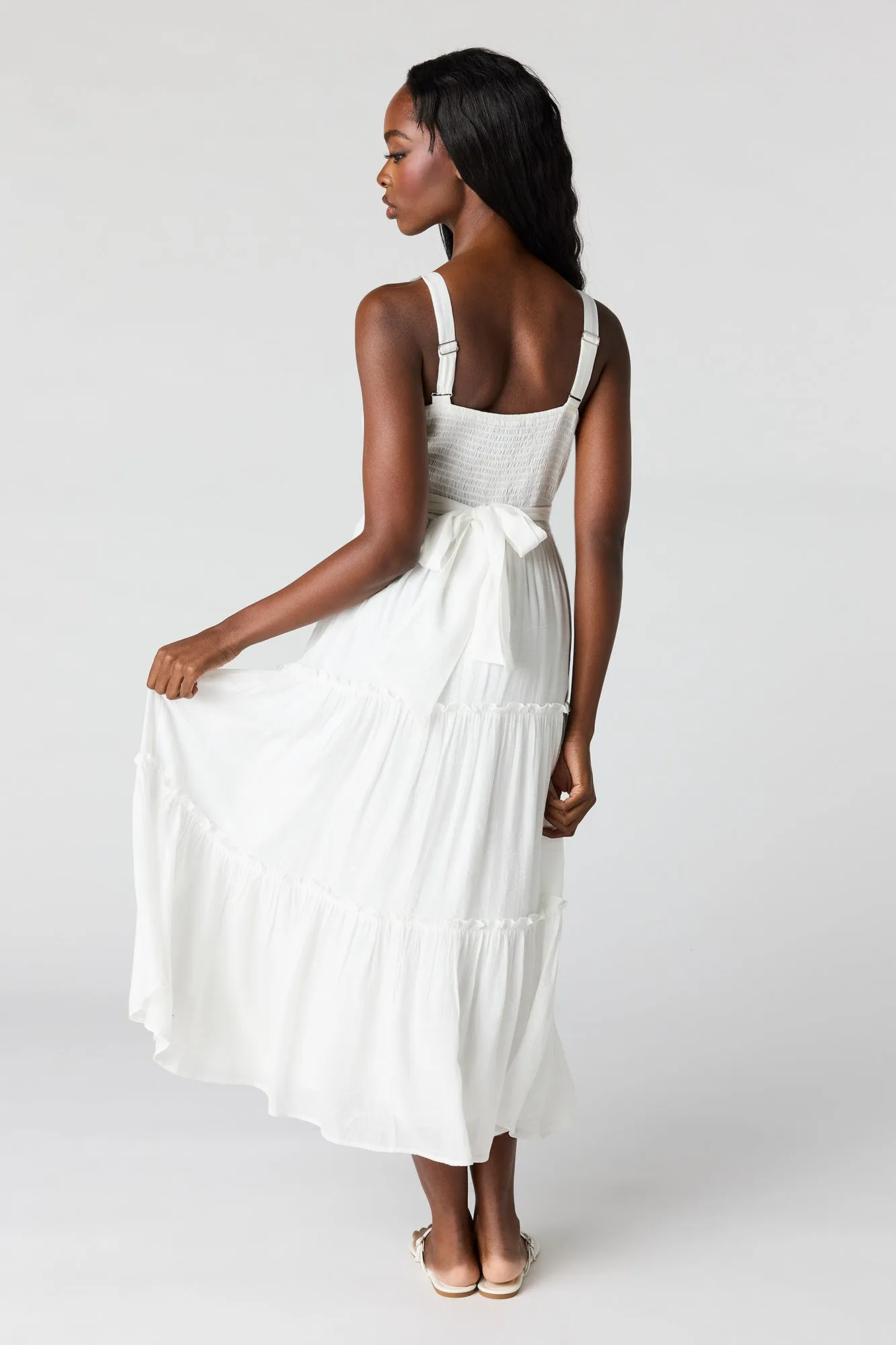 Tie Waist Tiered Midi Dress sold by Urban Planet product image thumbnail 3
