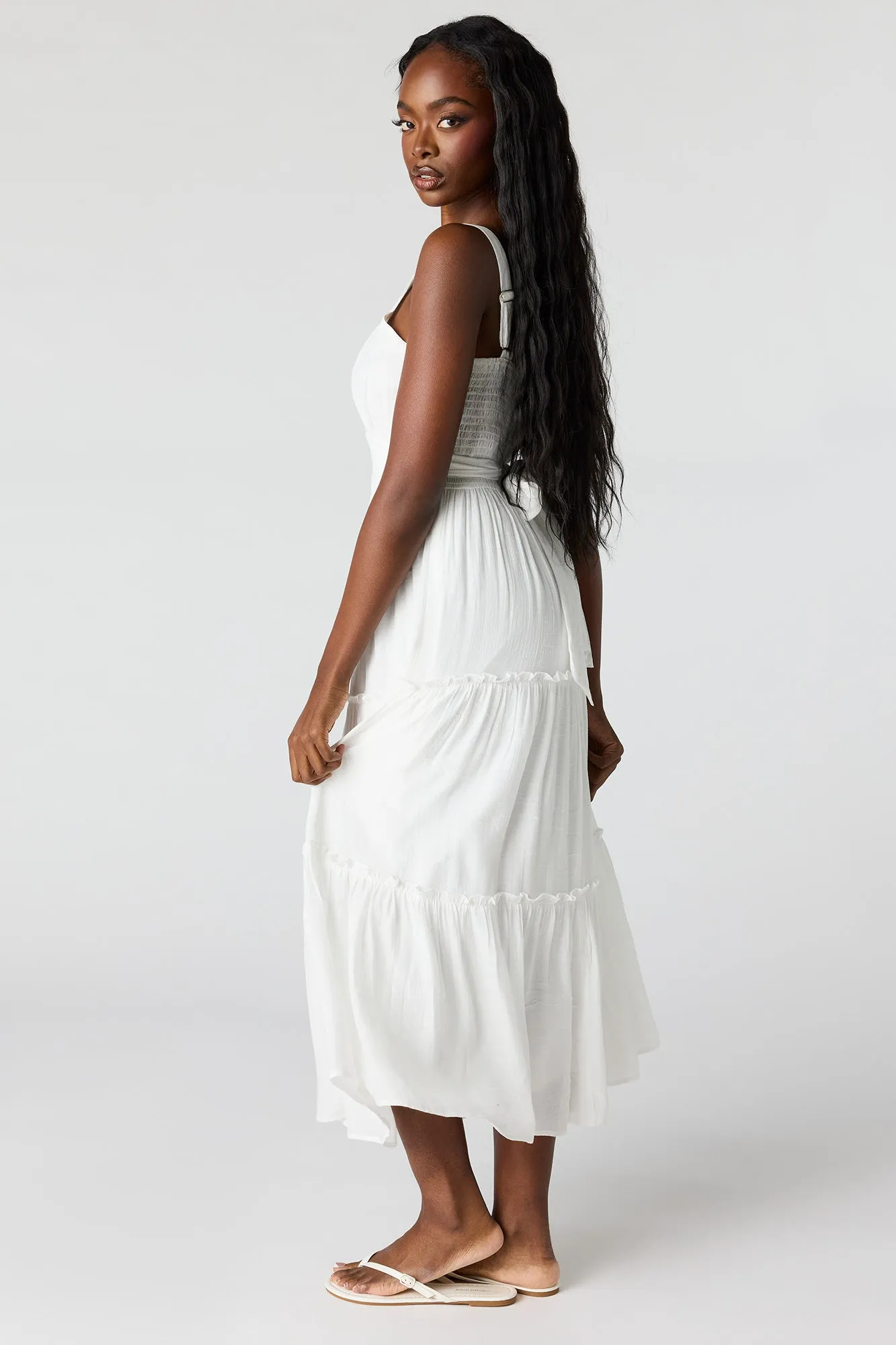 Tie Waist Tiered Midi Dress sold by Urban Planet product image thumbnail 2