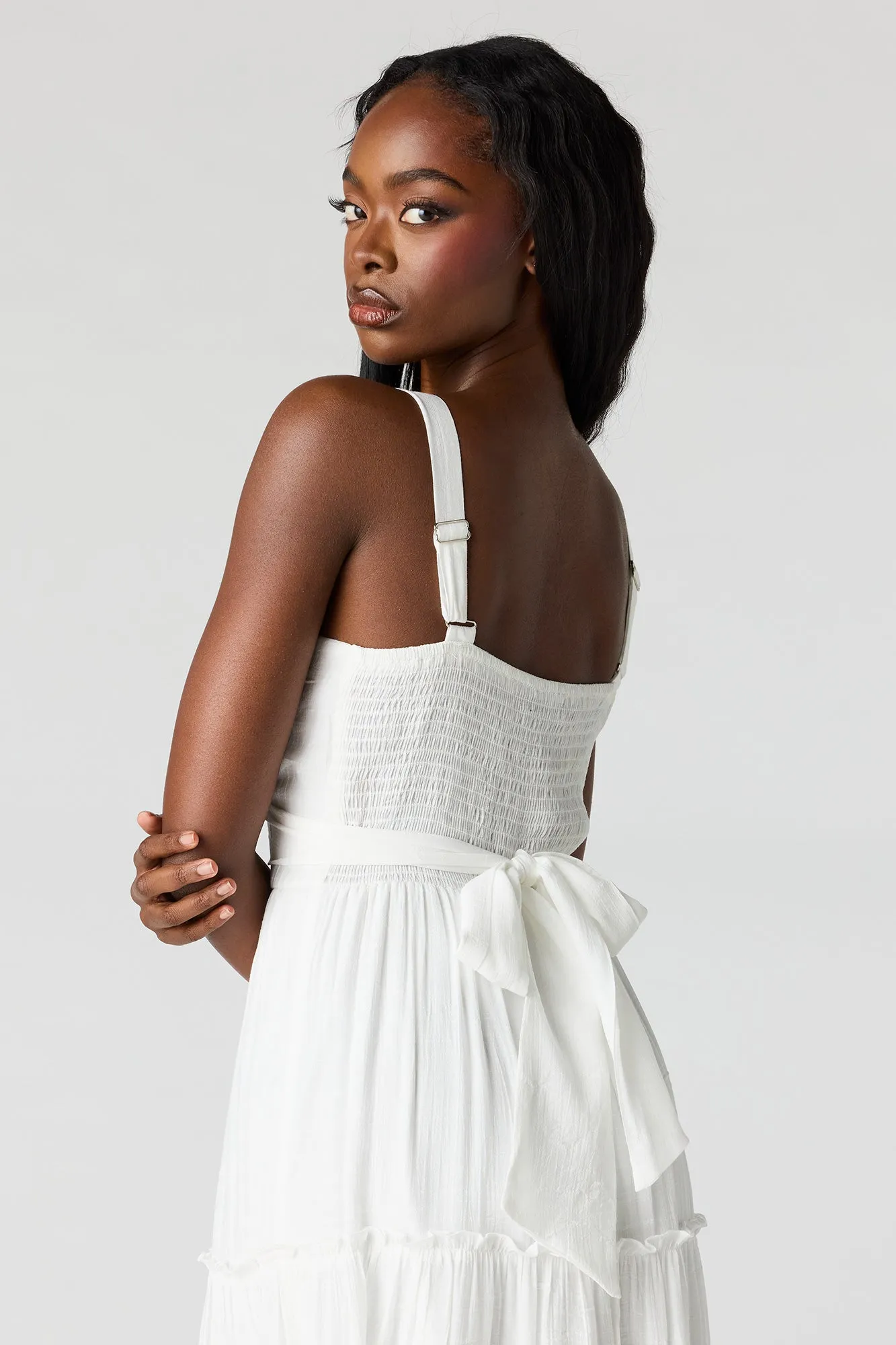 Tie Waist Tiered Midi Dress sold by Urban Planet product image thumbnail 4