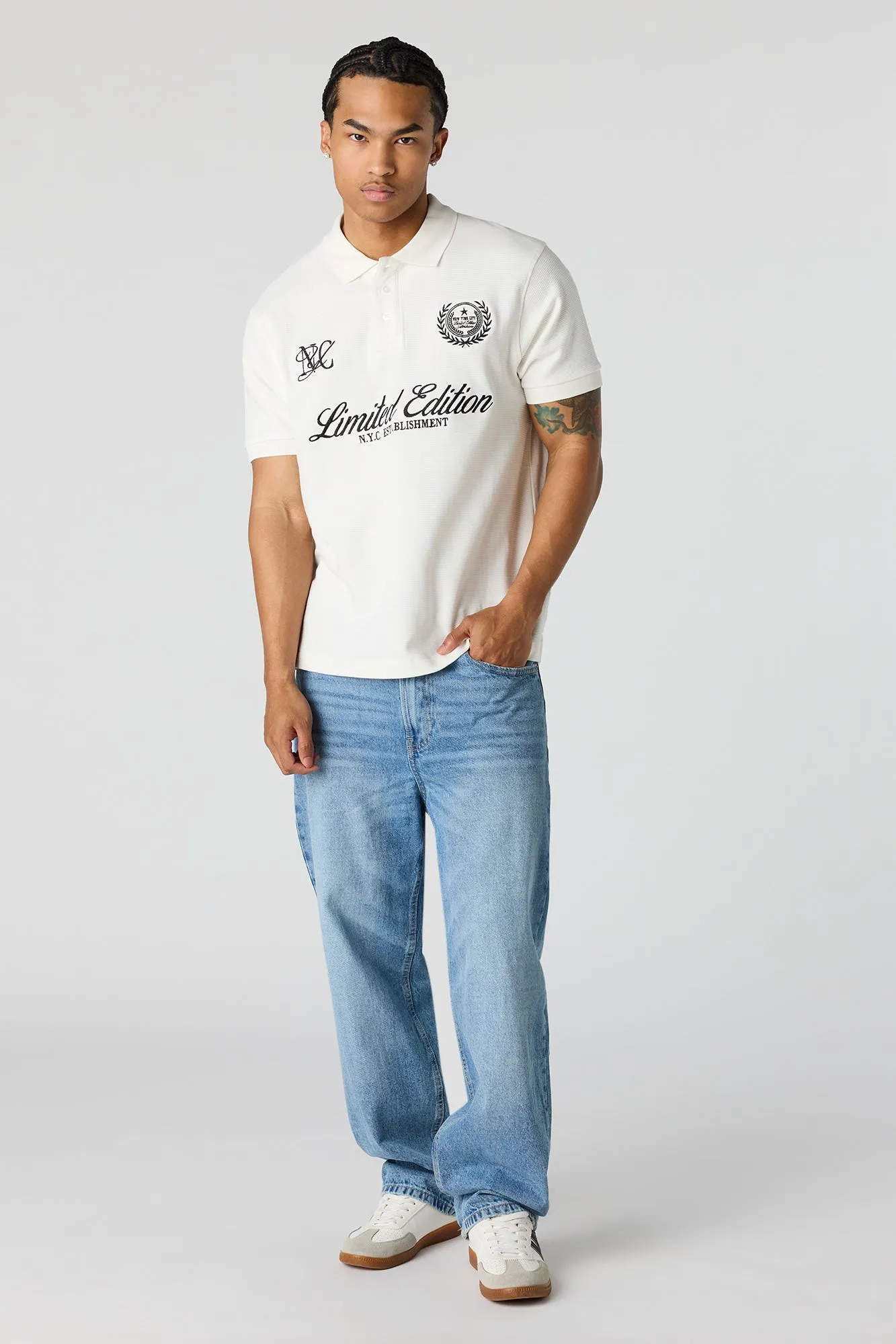 Embroidered Ribbed Polo sold by Urban Planet product image thumbnail 3