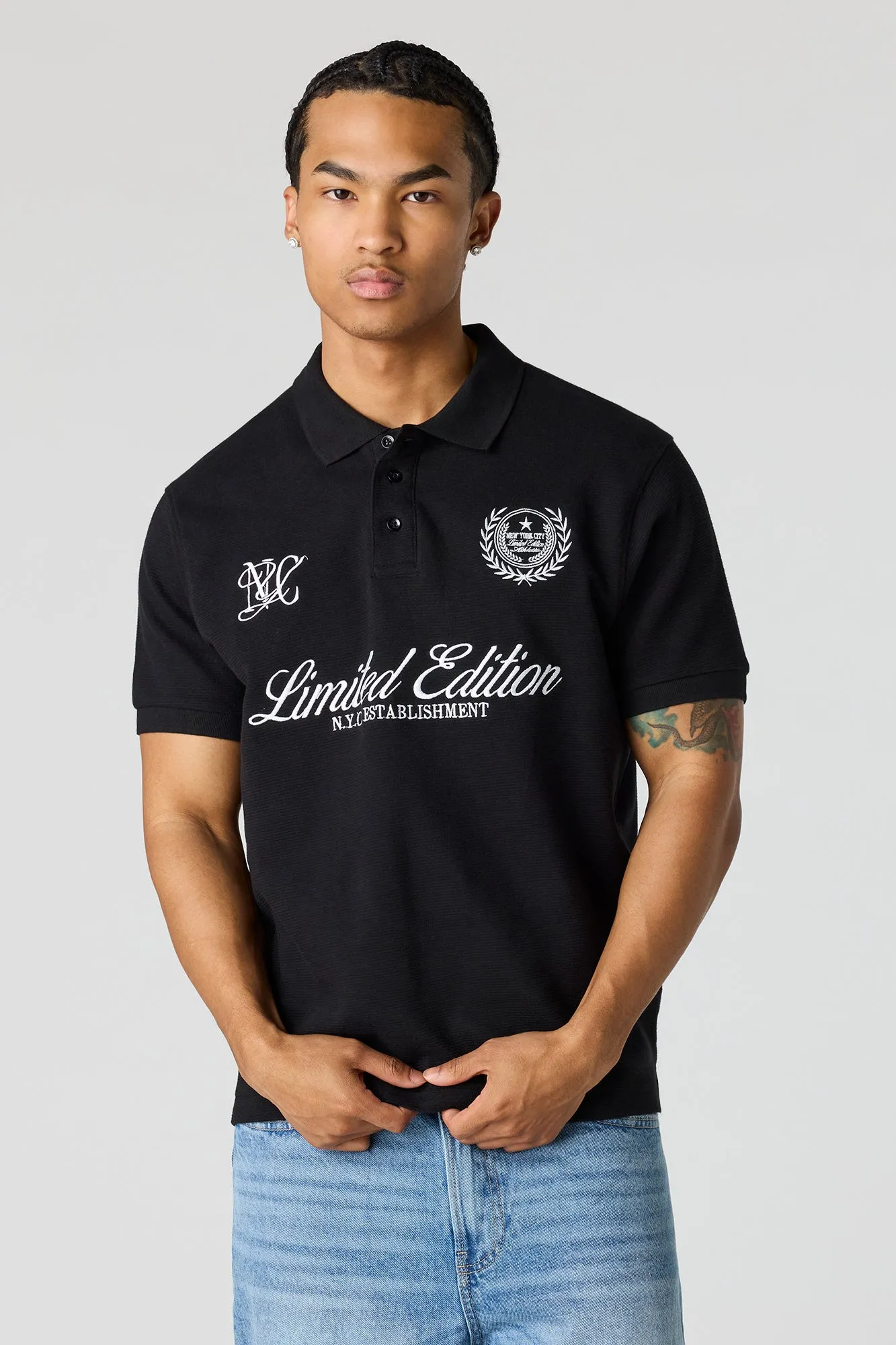 Embroidered Ribbed Polo sold by Urban Planet product image thumbnail 4