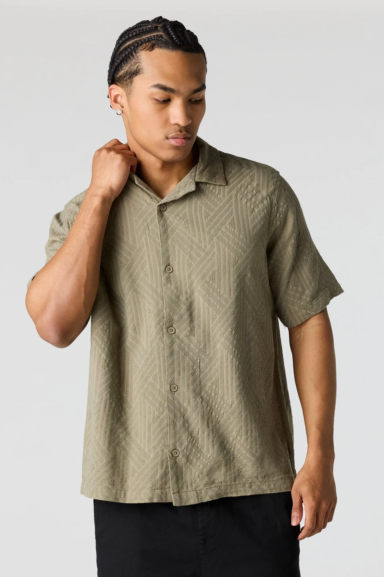Textured Button-Up Top sold by Urban Planet