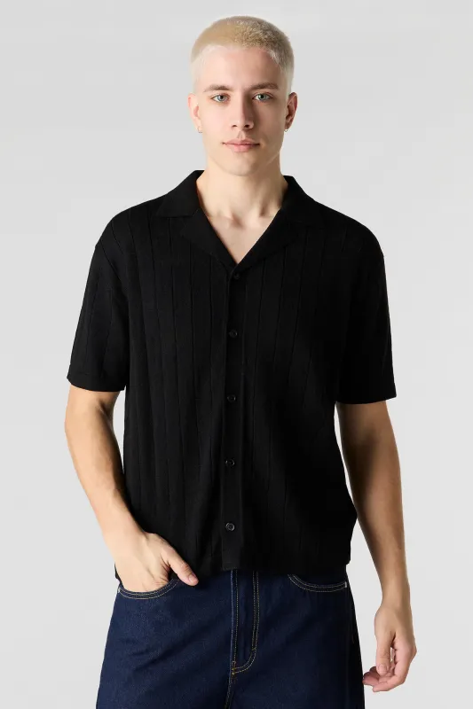 Ribbed Knit Button-Up Top made by Urban Planet