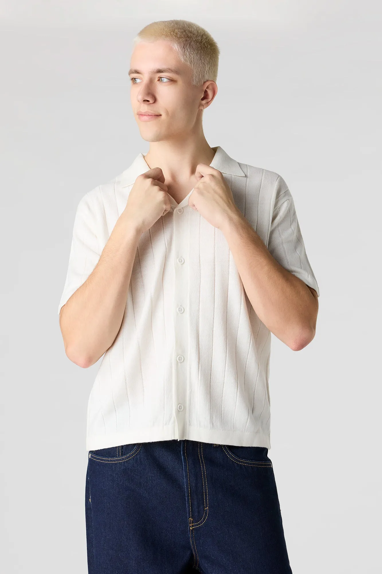 Ribbed Knit Button-Up Top sold by Urban Planet product image thumbnail 4