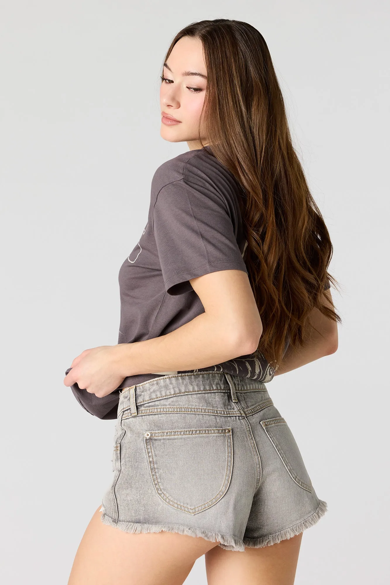 Cali Ripped Low Rise Grey Denim Short sold by Urban Planet product image thumbnail 2