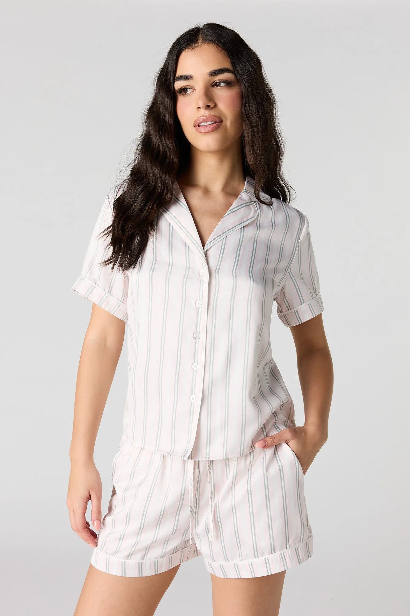 Button-Up Top & Short Pajama Set sold by Urban Planet