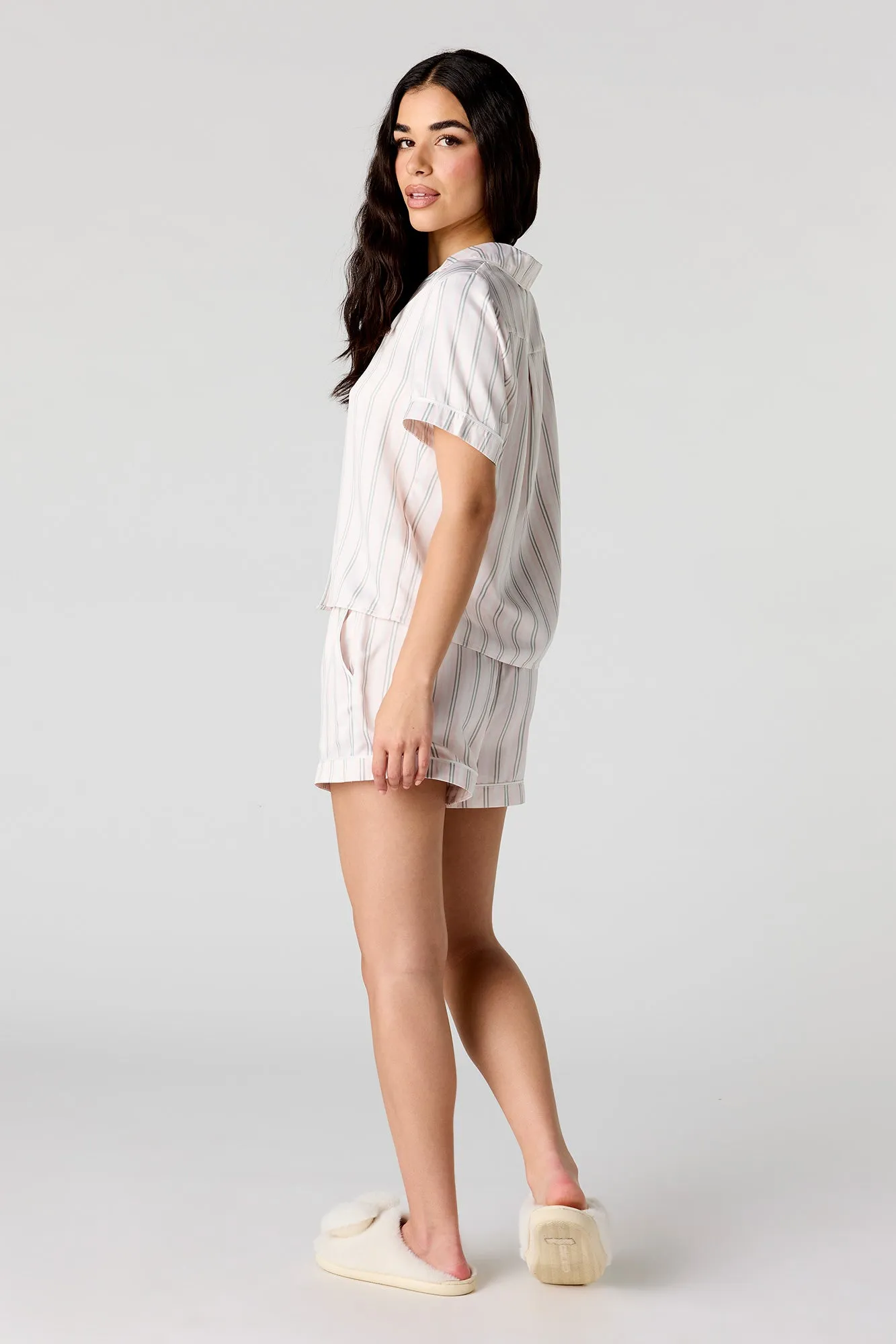 Button-Up Top & Short Pajama Set sold by Urban Planet product image thumbnail 2