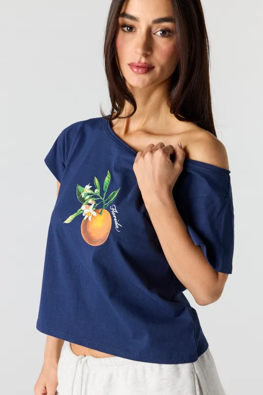 Off Shoulder Graphic T-Shirt made by Urban Planet