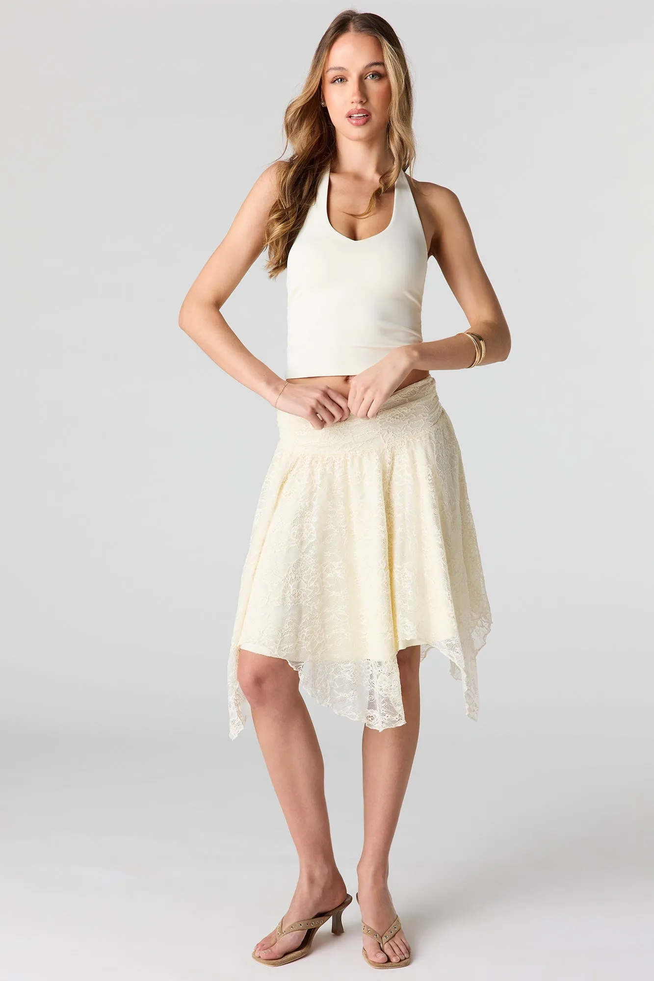 Lace Asymmetrical Mini Skirt sold by Urban Planet