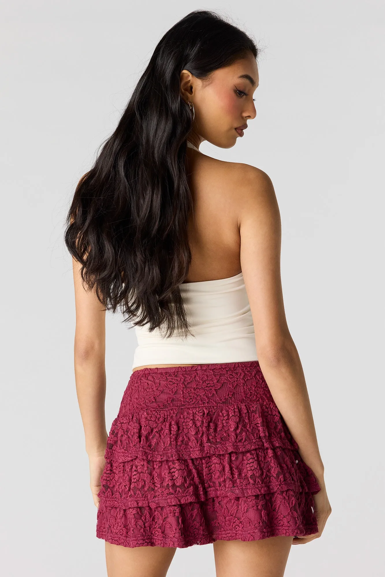 Lace Tiered Mini Skort sold by Urban Planet product image thumbnail 2