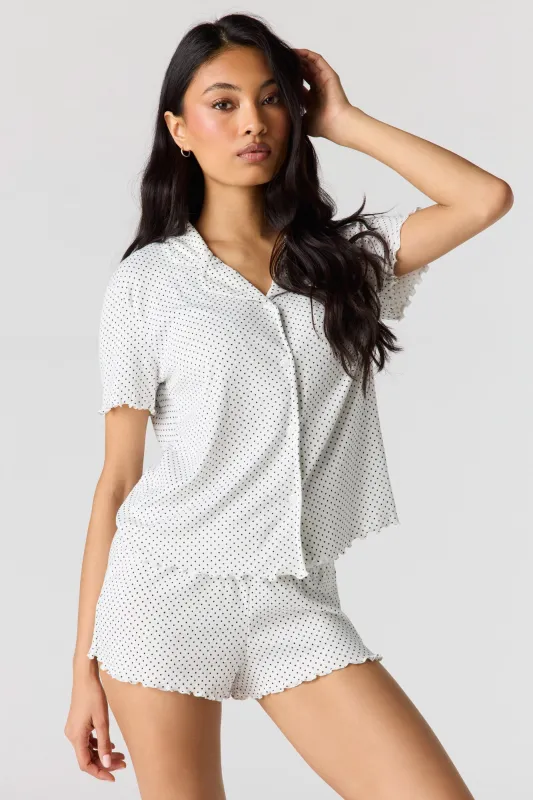 Pointelle Button-Up Top & Short Pajama Set made by Stitches