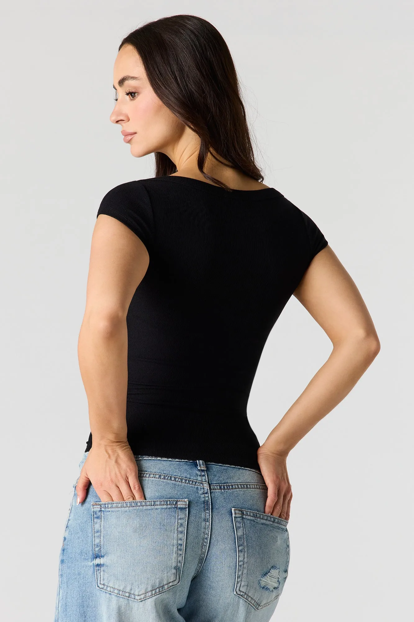 Ribbed Boat Neck Top sold by Urban Planet product image thumbnail 5